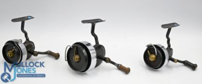 3x Hardy Hardex spinning reels, a No.1 Mk1, No.1 Mk3 & No.2 Mk2, all with chrome housing, half bails