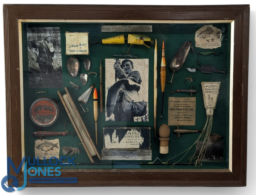 Fishing Tackle Display, various period tackle - Hardy Albert Smith Allcocks and boxes well displayed