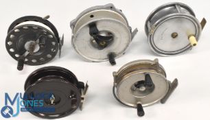 A collection of reels, as follows: Pape Newcastle alloy wide spool salmon fly reel, 4 1/16