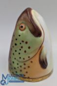 Early Trout Head Stirrup Cup, a fine painted porcelain Trout Head #11cm tall with guiding to lip