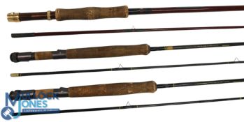 2x Shakespeare Sigma 1725-240 carbon trout fly rods, alloy uplocking reel seats, lined butt/tip