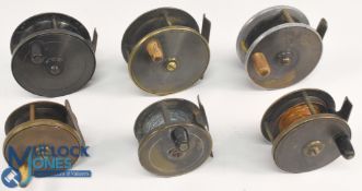 A collection of 6 brass and alloy reels from 2 ¼