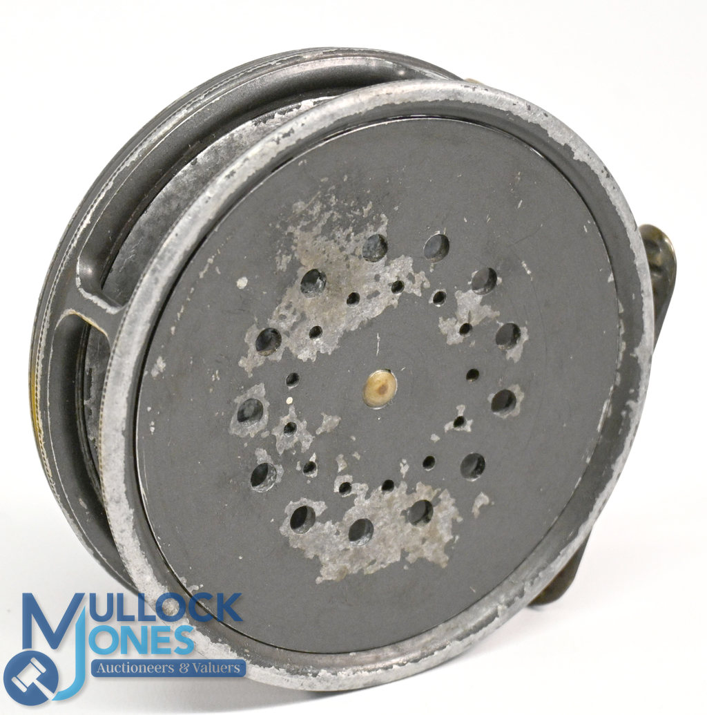 Hardy Bros "The Perfect" alloy trout fly reel 3 5/8" spool, black handle, milled rim tensioner, - Image 2 of 2