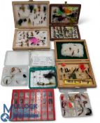 Lot of Trout Flies & Nymphs, three in wooden boxes and a small selection in plastic boxes (7)
