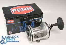Penn US Senator 113W sea fishing reel, satin alloy finish with black end plates, star drag and