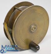 P D Malloch Maker, Perth brass salmon fly reel, 4 ¾