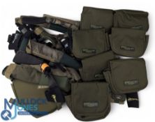 Collection of Fishing Drennan reel bags and TF gear and Korum velcro rod supports and other cases (