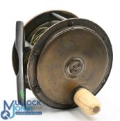 Early Hardy all brass Hercules reel, 3 ¼