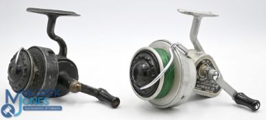 2x Allcock Spinning reels - features a 'Felton Crosswind No 2' fixed spool reel with half bail