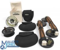 A collection of fishing equipment as follows: Shire alloy trout fly reel 7/8#, 3 ¾