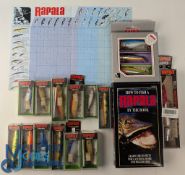 Boxed Rapala Fishing Lure collection, all in correct boxes with a 'How to Fish a Rapala by the Book'