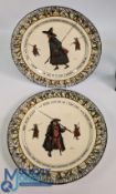 Royal Doulton Isaac Walton Ware, pair of 26.5cm plates painted angler scenes by Noke, with printed