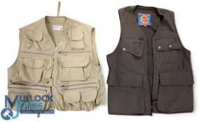 Two Fishing Cotton Waist Coats, a Howard Flint dark brown size 38, Orvis medium, both with multi