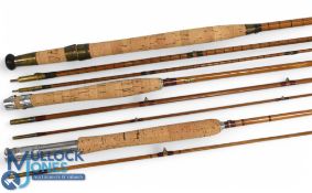 Millwards Coltcraft split cane trout fly rod No 6912, 9ft 3pc alloy sliding reel fitting and collar,