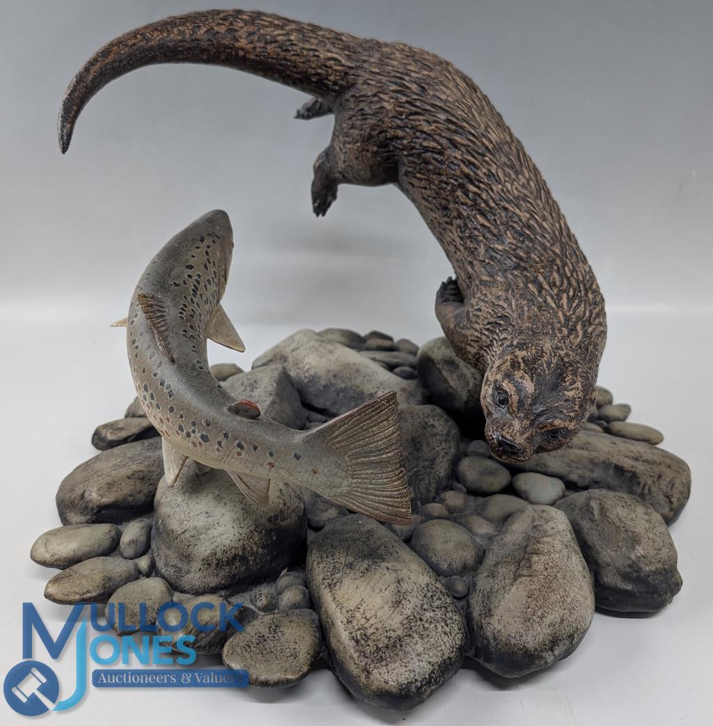 Sculpture on a naturalistic pebble base, signed N Dalrymple 1981, #28cm x 39cm - small repair - Image 2 of 2