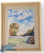 Original Fishing Watercolour by Bernard Venables, an agricultural scene with field tractor