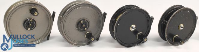 A collection of alloy trout fly reels, all with constant check and running well: 2x Allcocks Popular