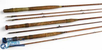 A collection of split cane fly rods all with cloth bags, as follows: Army & Navy split cane 9ft 6
