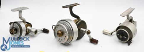 Three unusual scratch built threadline reels, in trout/salmon sizes, using combination of alloy/