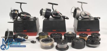 A collection of Mitchell reels and spools, as follows: 2x 440 match reels with good bails and run