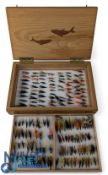 Fine collection of over 150 salmon flies, single, double & treble hooks, variety of patterns, hook