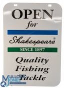 Shakespeare Open Fishing Tackle swing double sided sign, in used condition - displays well. size #