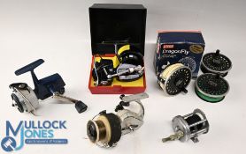 Garcia Mitchell 410 spinning reel, fine condition, c/w spare spool, leaflet and MOB, an Abu Cardinal