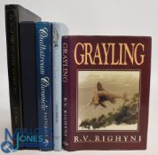 Five Fishing Books to include Grayling 1996 R V Righyni, Flyfishing for Grayling 1999 John Roberts