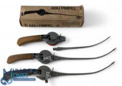Three Abu Pimpel 2 Ice Fishing rods/reels, one a boxed example