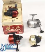 Abu Matic 170 closed face spinning reel, runs well. In original retail box with instructions, oil