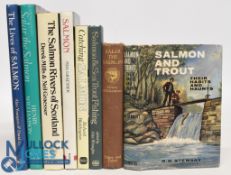 Eight 'Salmon' Hardback Fishing Books to include - Salmon and Trout 1963 R N Stewart, Salar the