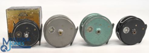 A collection of J W Young's alloy trout fly reels, as follows: Pridex 3