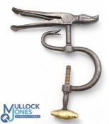 Fly Tying Accessory - Unusual and early Vice with table clamp screw below, with animalistic