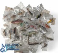 Large collection of wood/plastic plug/lure baits, by USA and English makers, some jointed