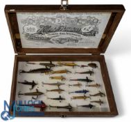 Wooden Box with a selection of Hardy Lures - #21 assorted lures
