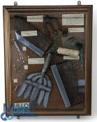 Fishing Diorama Display Case, a good-looking example with modern example of Salmon spears,