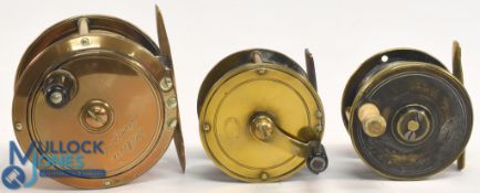 Hardy Bros brass plate wind reel, 2 ¼