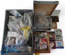 Large selection of fly tying materials comprising capes, including Jungle Cock, feathers,