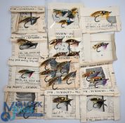 Selection of Hardy mid 20th century fully dressed Salmon Flies - features Silver Wilkinson 1.2 x1,