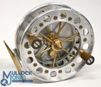 Interesting scratch custom built Ariel type centre pin, trotting reel, 4 ½