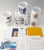 5 decorative fishing themed mugs including Dansk Grejsamelr Klub, 1986 x2 plus 3 others, and a