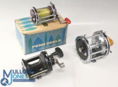 3x Penn multiplier reels, a Senator 114-H reel, star drag, free spool and ratchet, a Squidder 140
