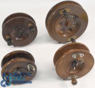 A collection of mahogany and brass reels, all in good order and working well: 7