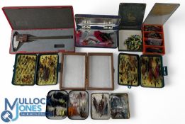 Collection of Wheatley & other fly boxes, containing single/double hook salmon flies, a Loch Leven