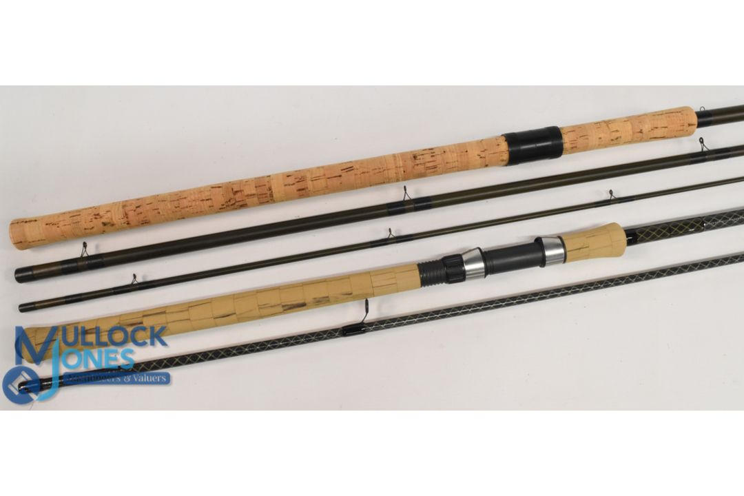 Unnamed carbon barbel/carp rod, 12ft 2pc, 1 ½ lb test curve with 20" handle, Fuji uplocking reel - Image 1 of 3
