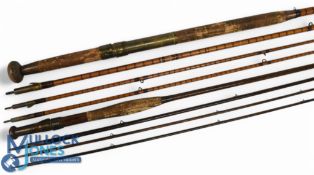 A Carter & Co Bond Stret, SW1 steel centre split cane salmon fly rod No 0314, 14ft 6