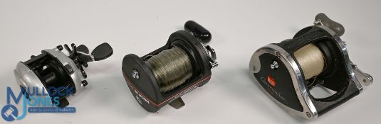 Daiwa Sealine graphite multiplier, large 'T' handle, on/off check, good free spool, runs well.