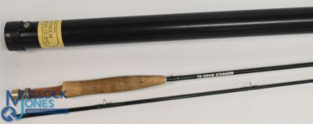 David Norwich Scotland M400-XL carbon trout fly rod No 1290, 9ft 2pc line 3/5#, brass sliding reel