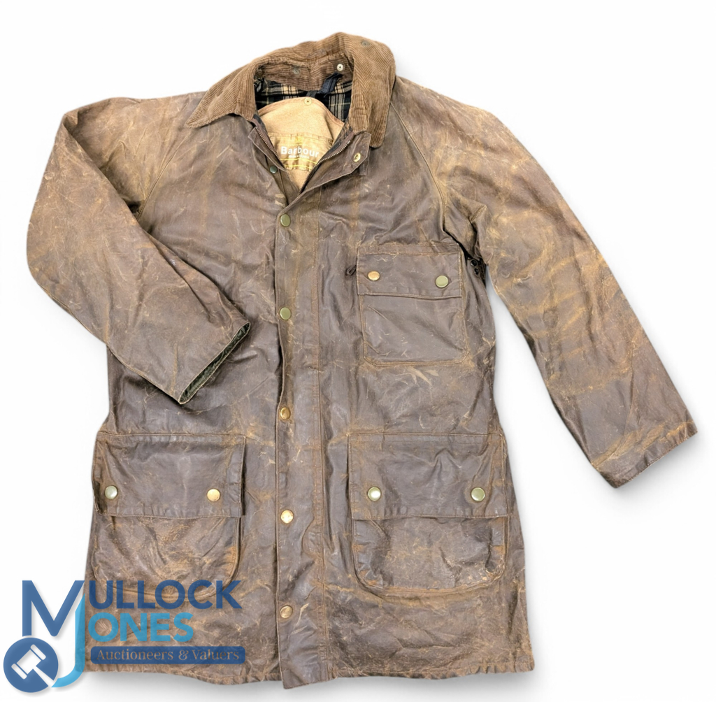 Vintage Gents Barbour Solway Zipper waxed jacket with green tartan lining, detachable Barbour