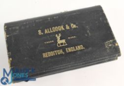 Rare Allcock's of Redditch salesman hook sample wallet - displaying 11x plates with gilt